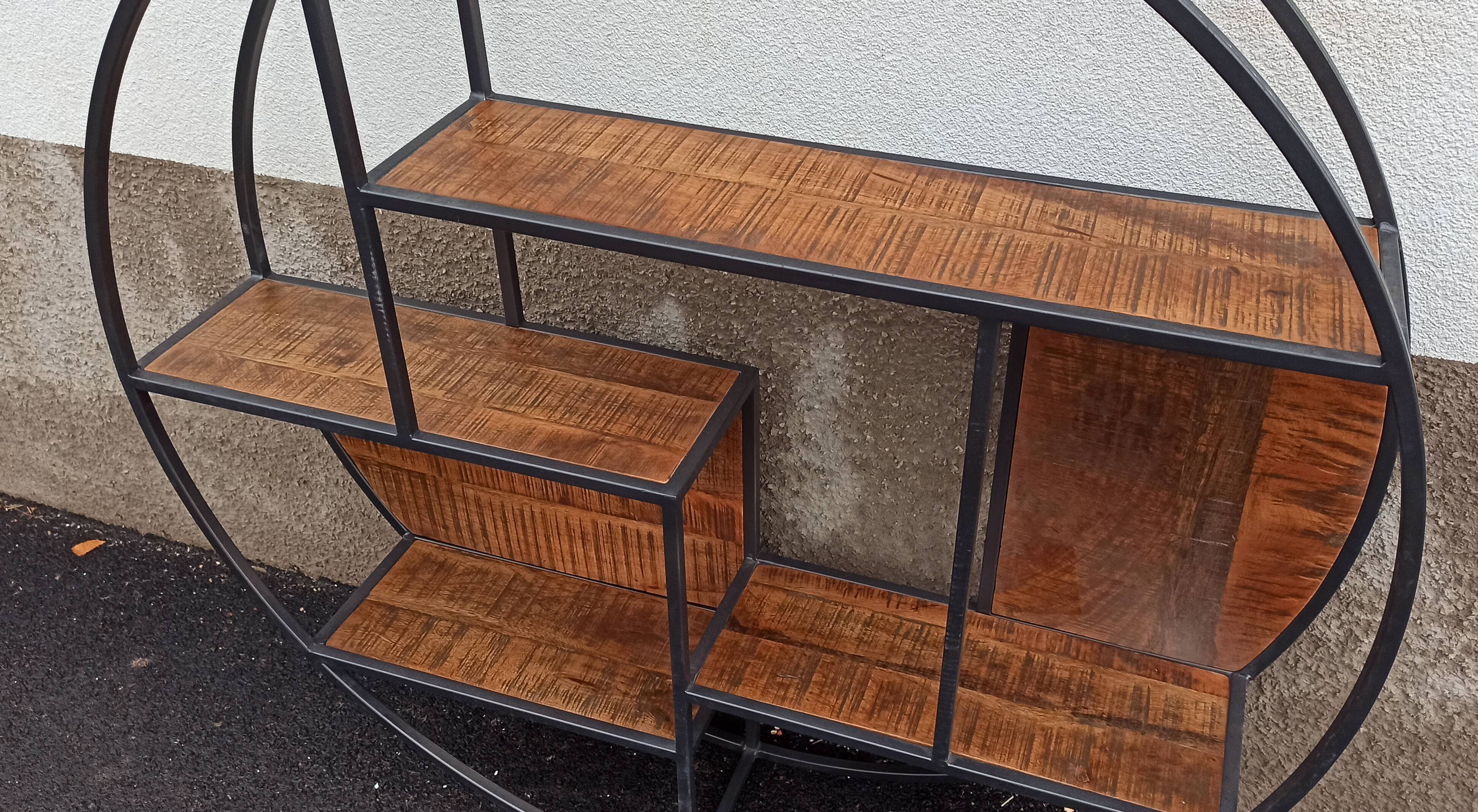 Round wall shelf wood and metal