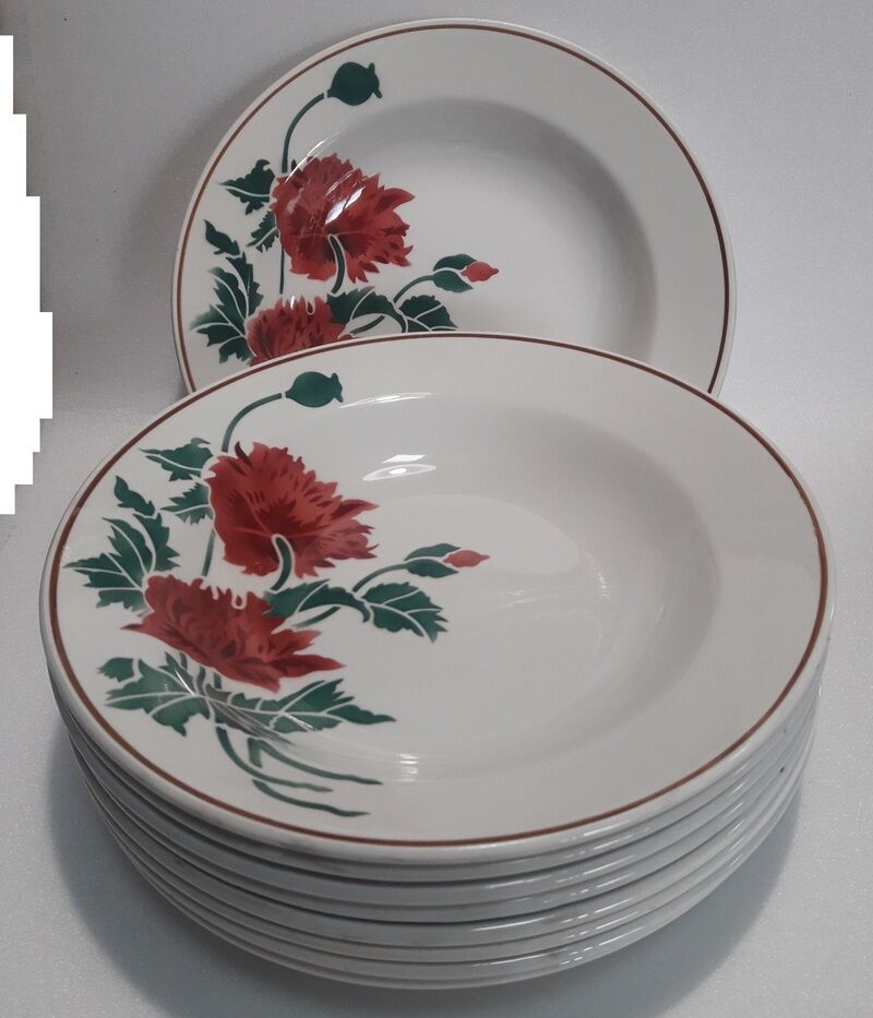 9 hollow plates Luxeuil HBCM flowers and foliage
