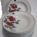 9 assiettes creuses Luxeuil HBCM fleurs et feuillages