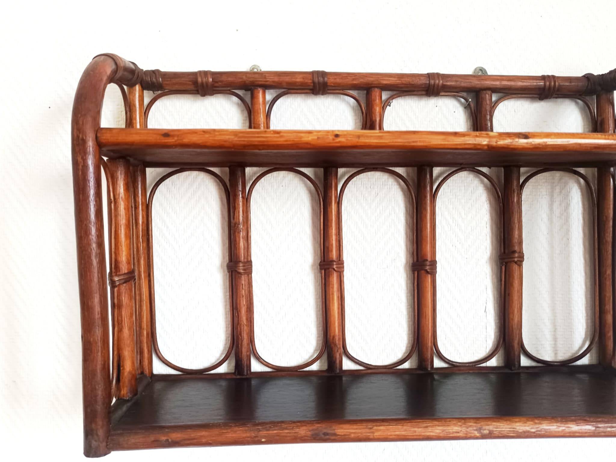Vintage rattan wall shelf 1960