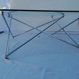 Tempered glass coffee table, intertwined legs design