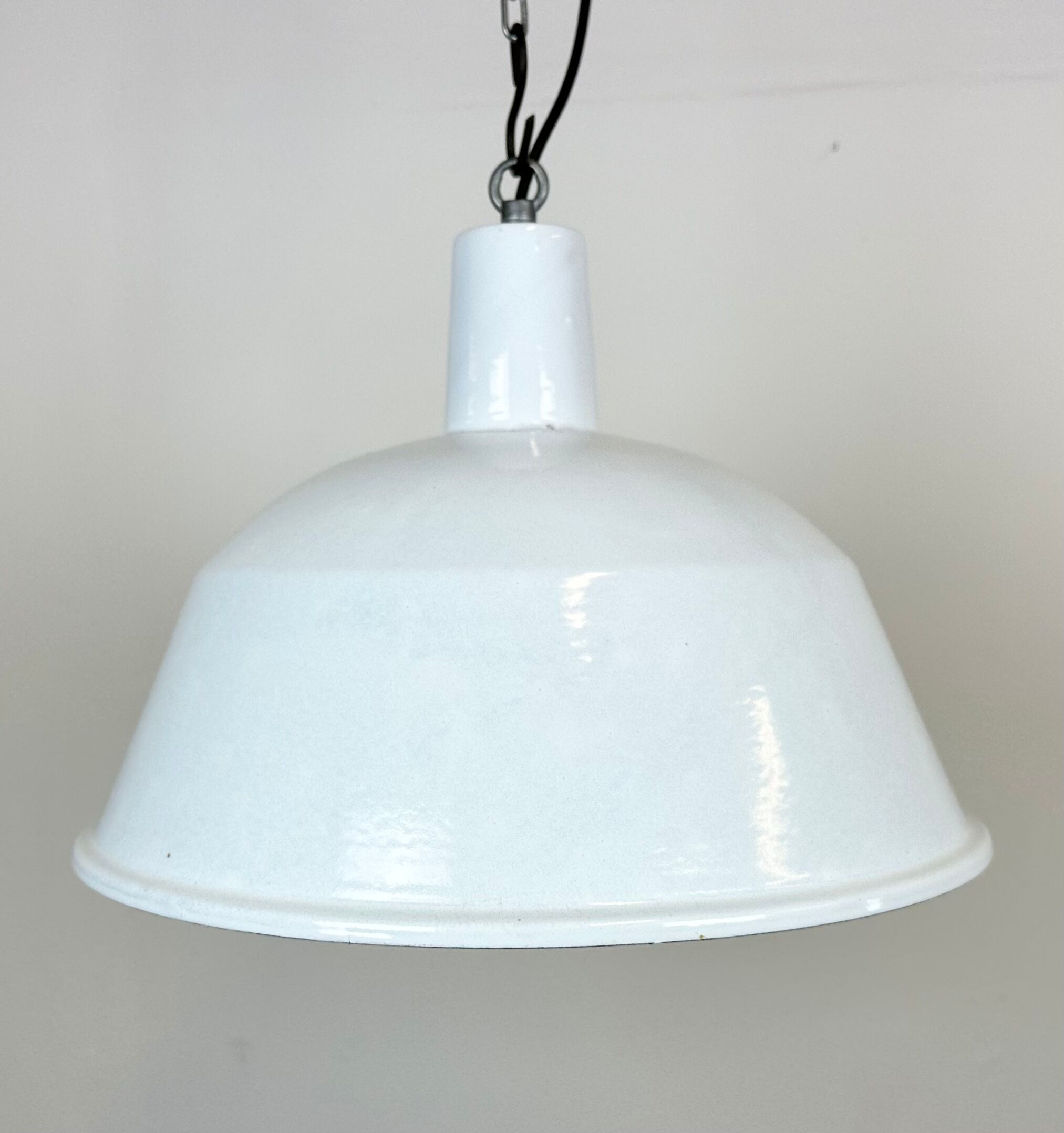 Industrial White Enamel Pendant Lamp from EMAX, 1960s
