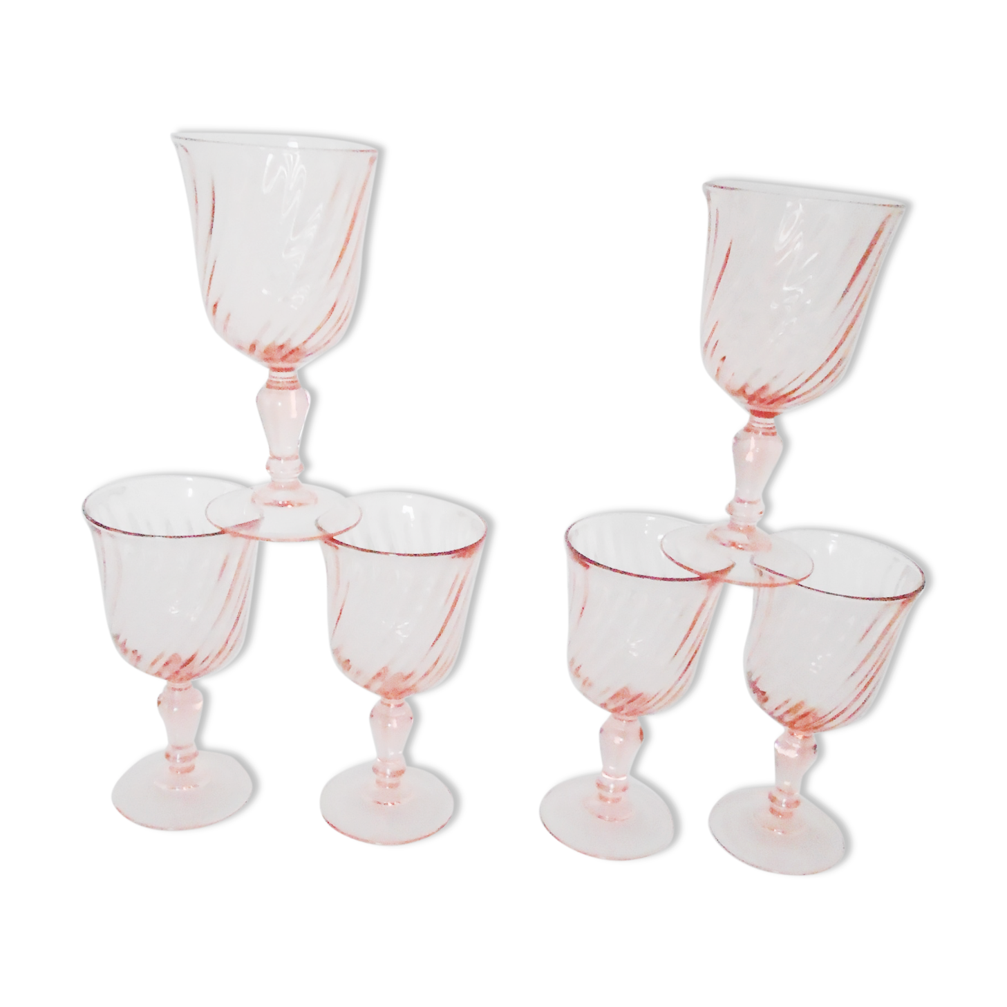 6 large pink glasses Luminarc rosaline twists