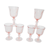 6 large pink glasses Luminarc rosaline twists