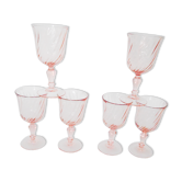 6 large pink glasses Luminarc rosaline twists
