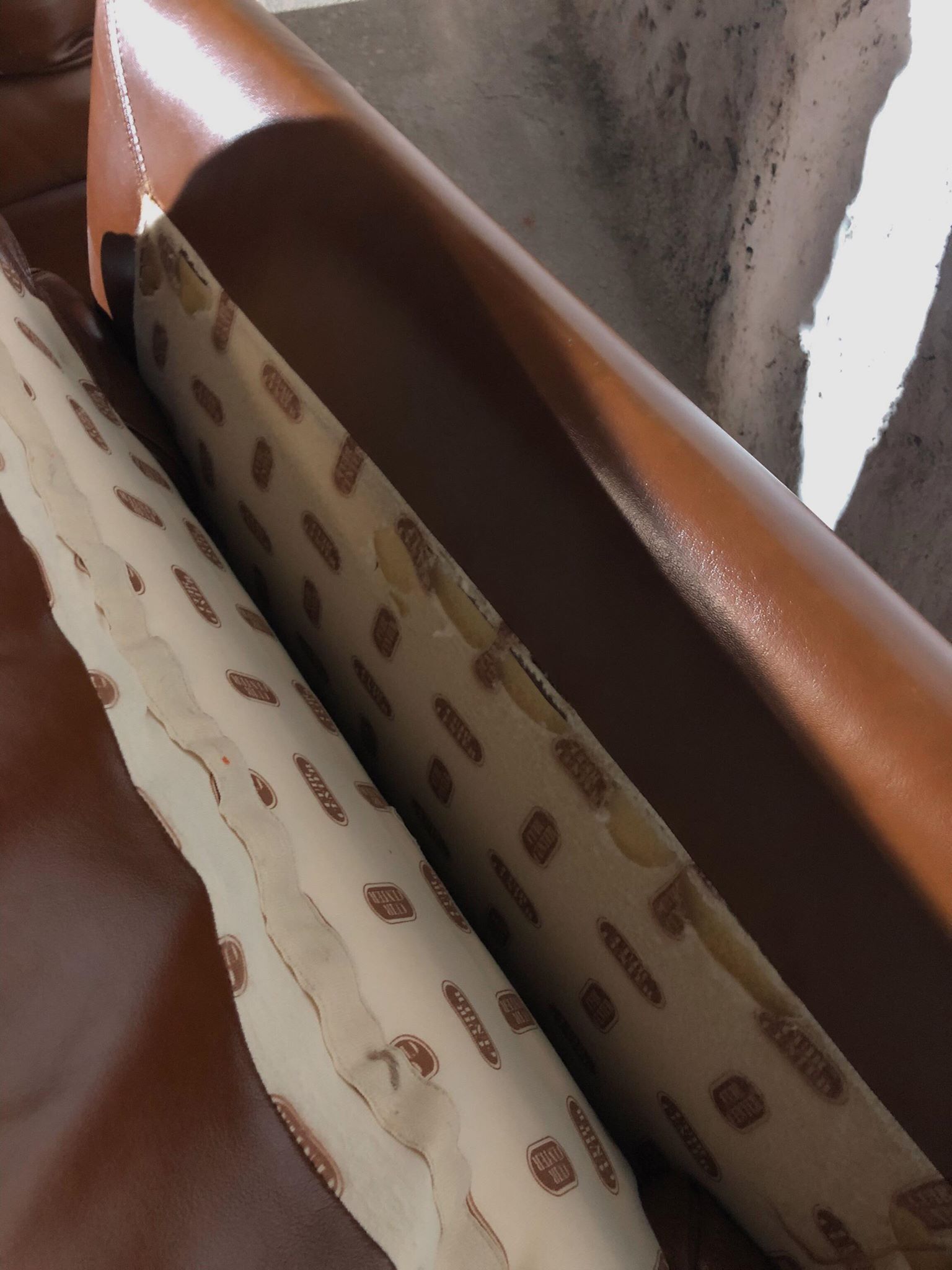 Pair camel leather armchairs