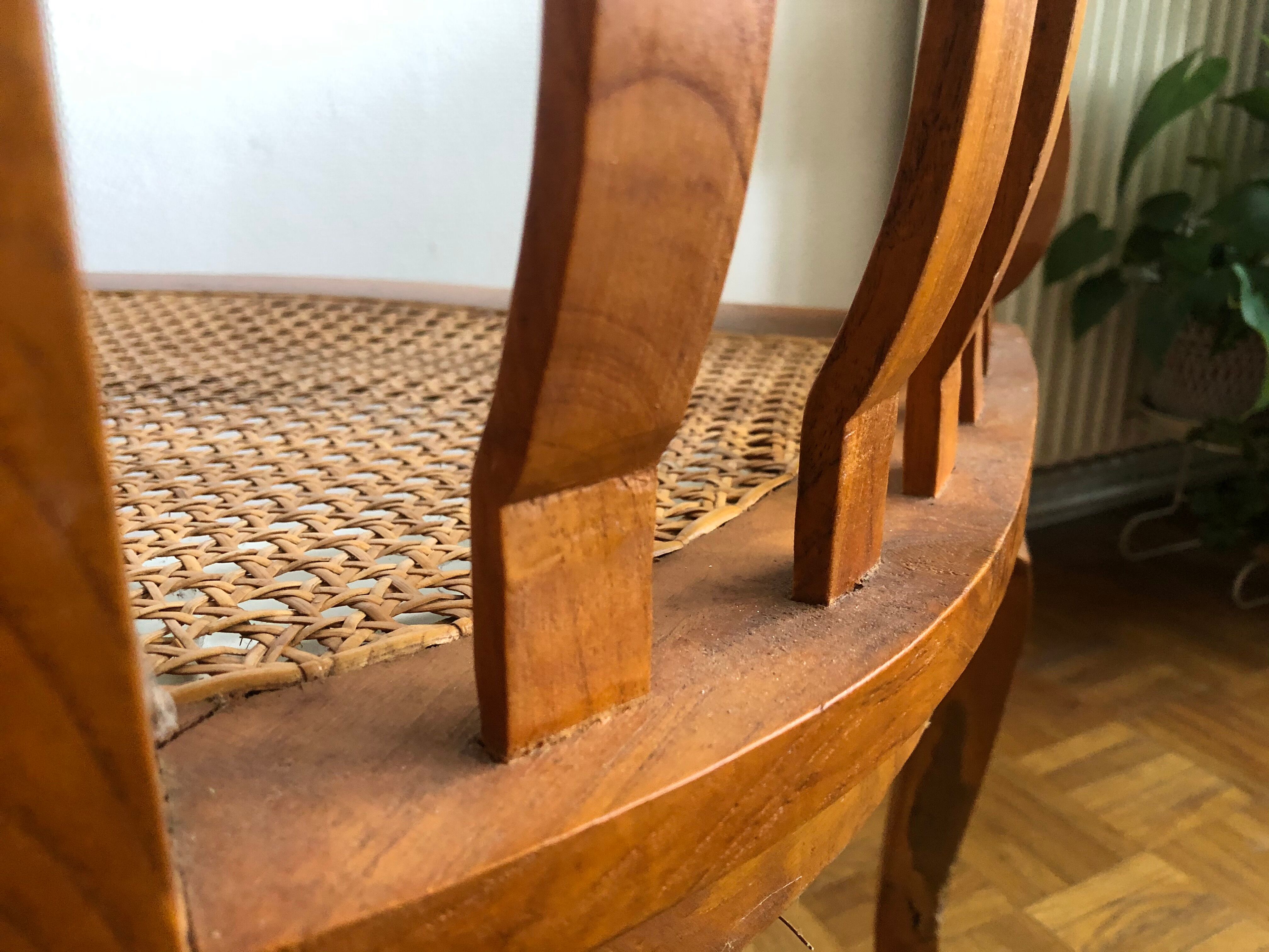 Exotic wooden canne colonial armchair