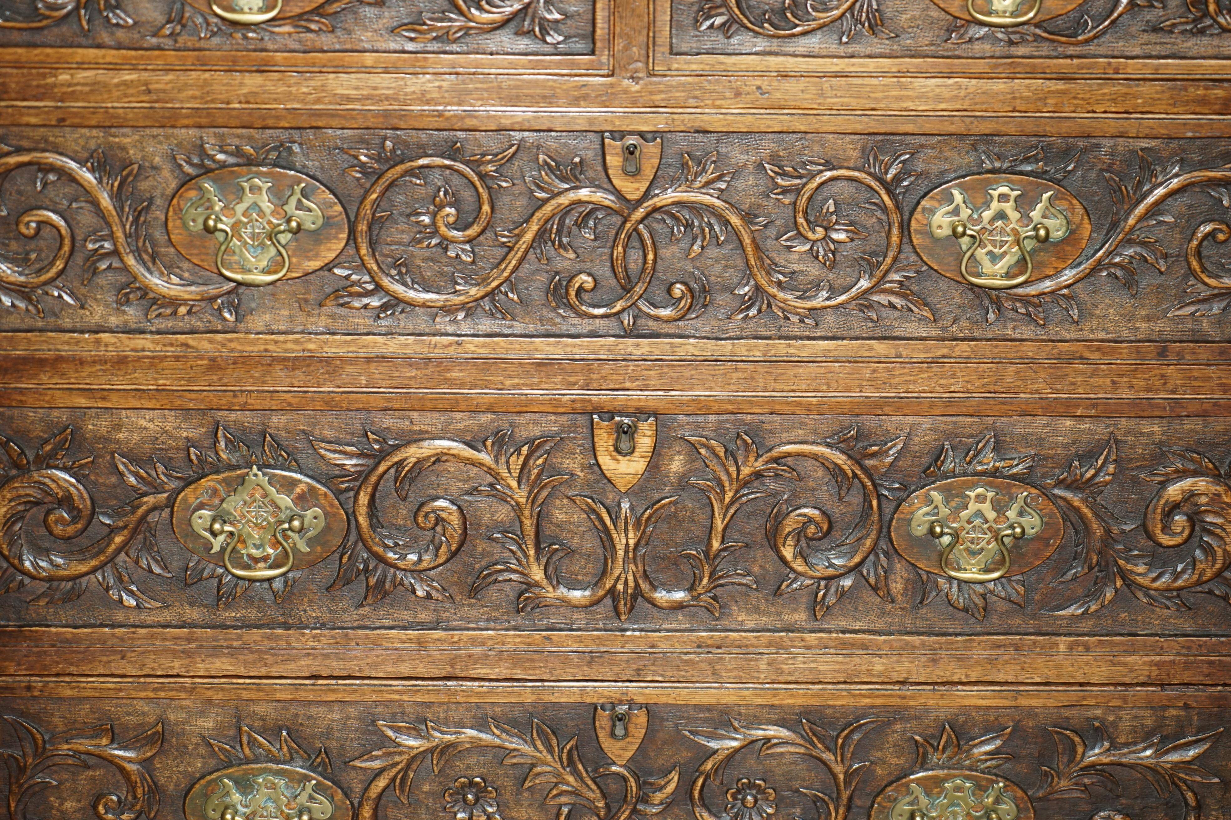 Victorian oak commode finely carved.