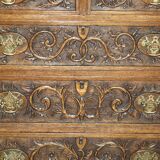 Victorian oak commode finely carved.