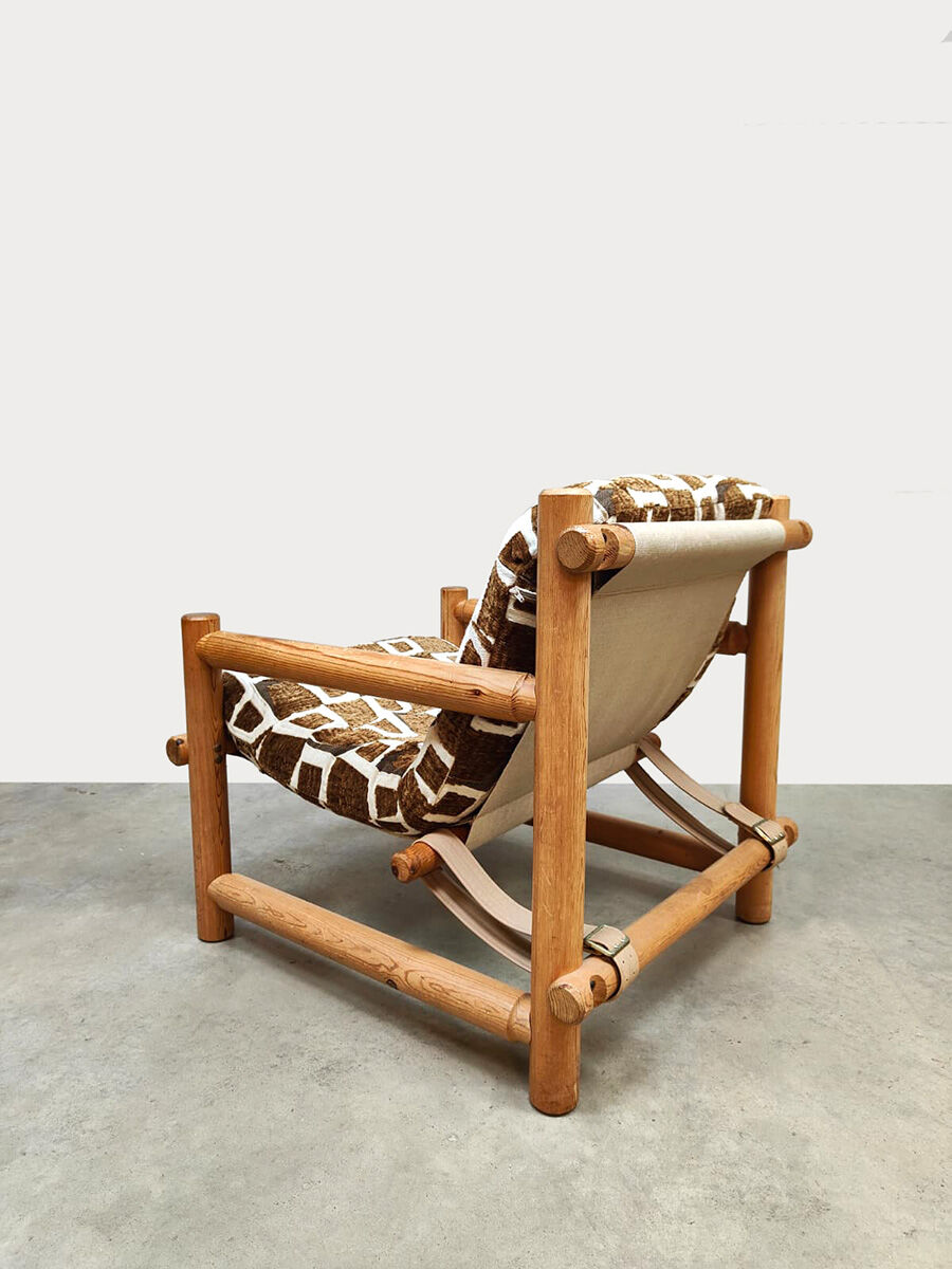 Scandinavian vintage pine lounge chair Hameen Kalustaja