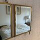 Miroir vintage 1900 triptyque barbier laiton ciselé - 27 x 58 cm