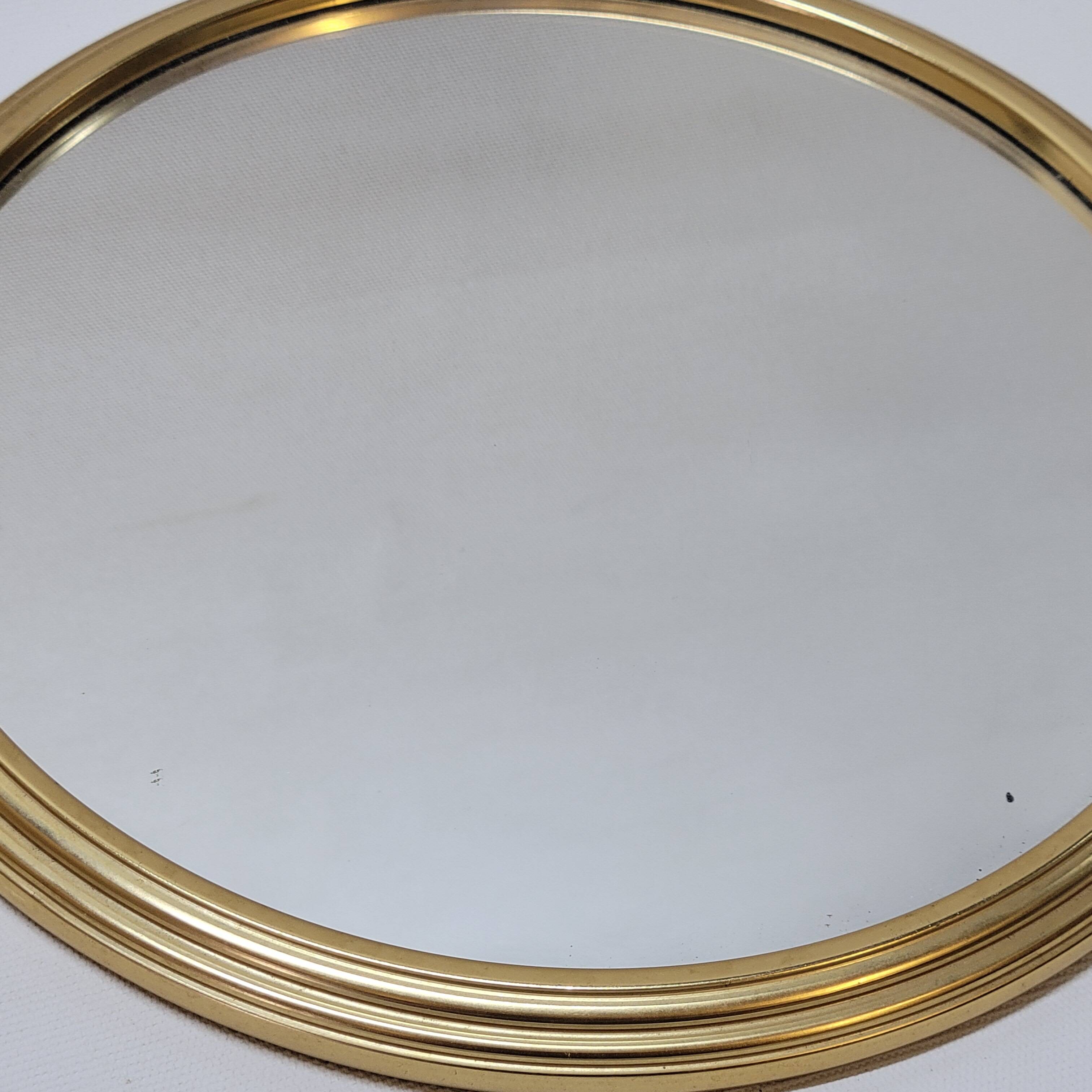 2 Vintage Mirrored and Gold Aluminum Serving Trays