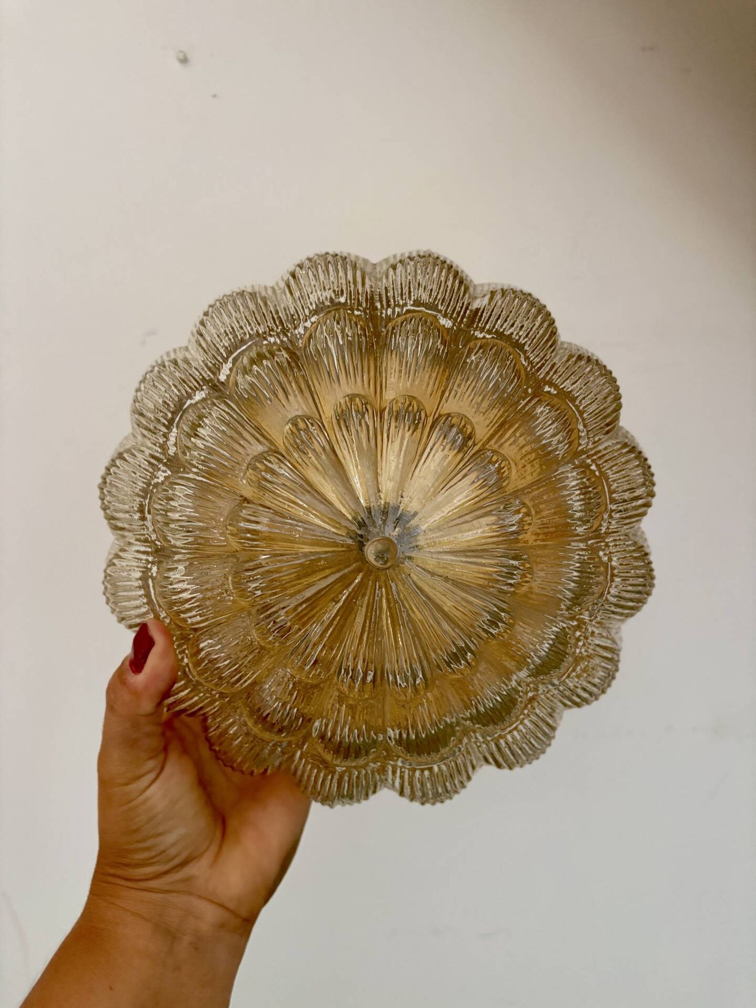 Vintage amber moulded glass wall or ceiling light globe