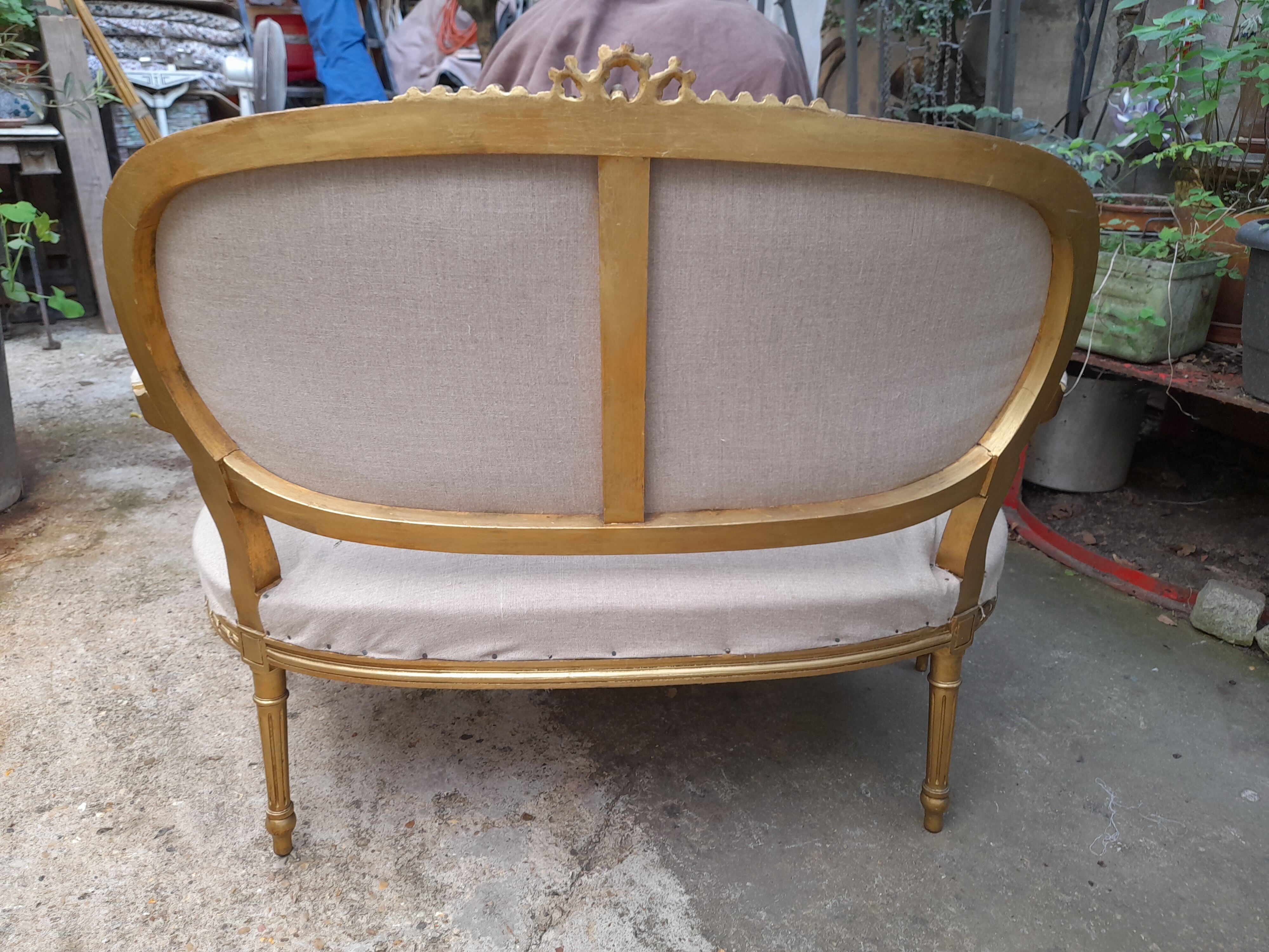 Two-seater bench wood fabric