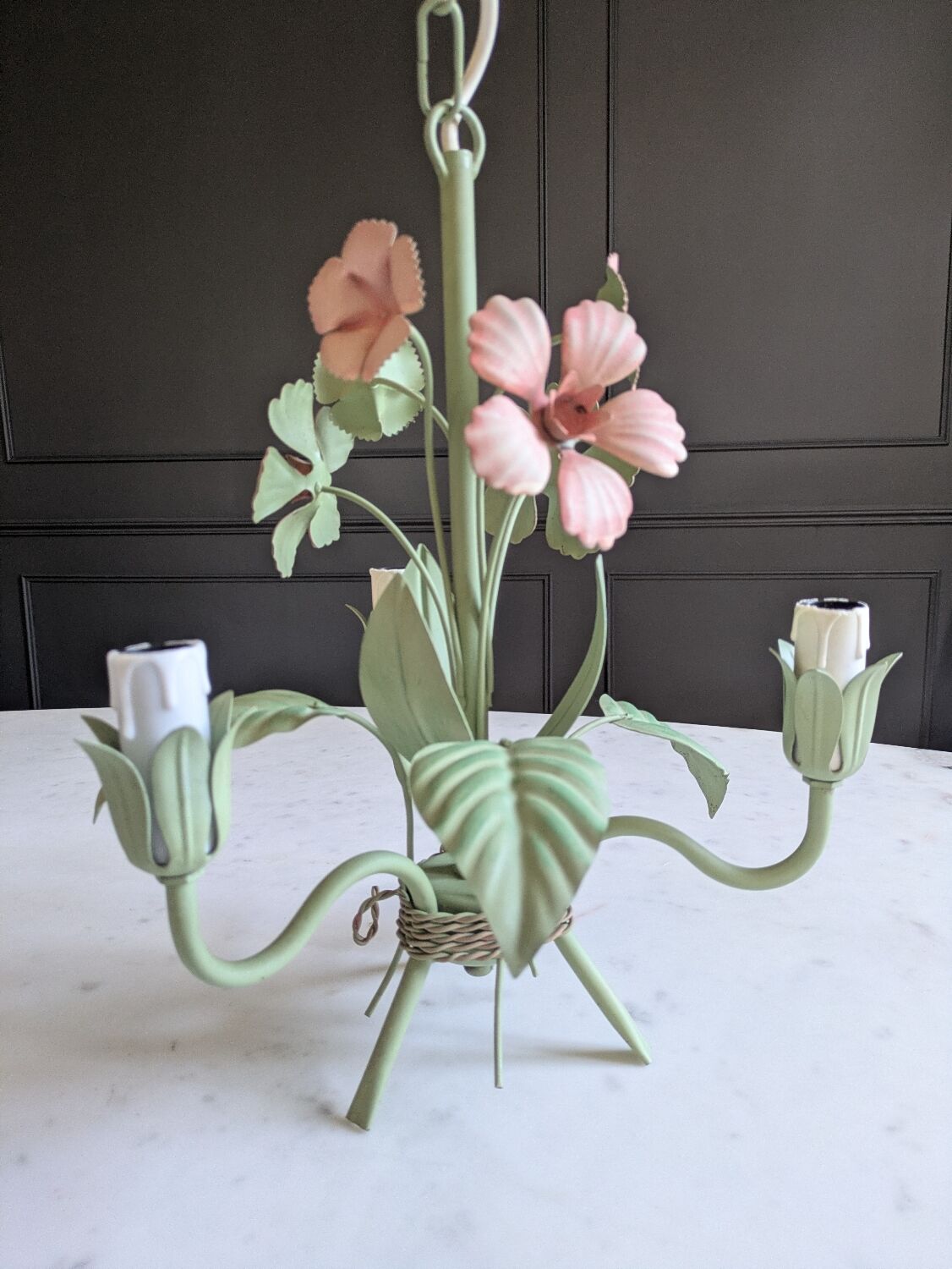 Ancien lustre fleuri italien