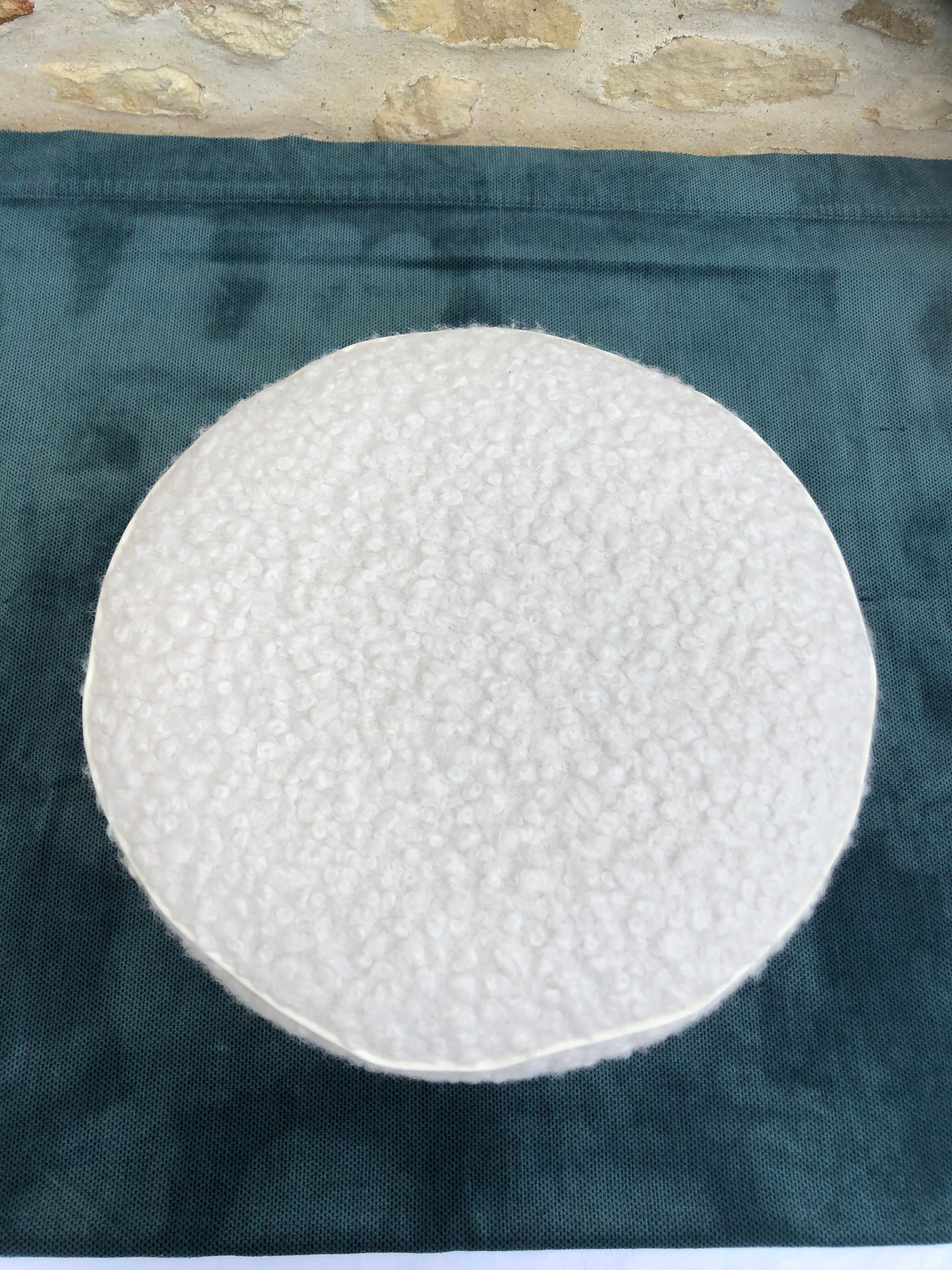 Round pouf retro loop ecru