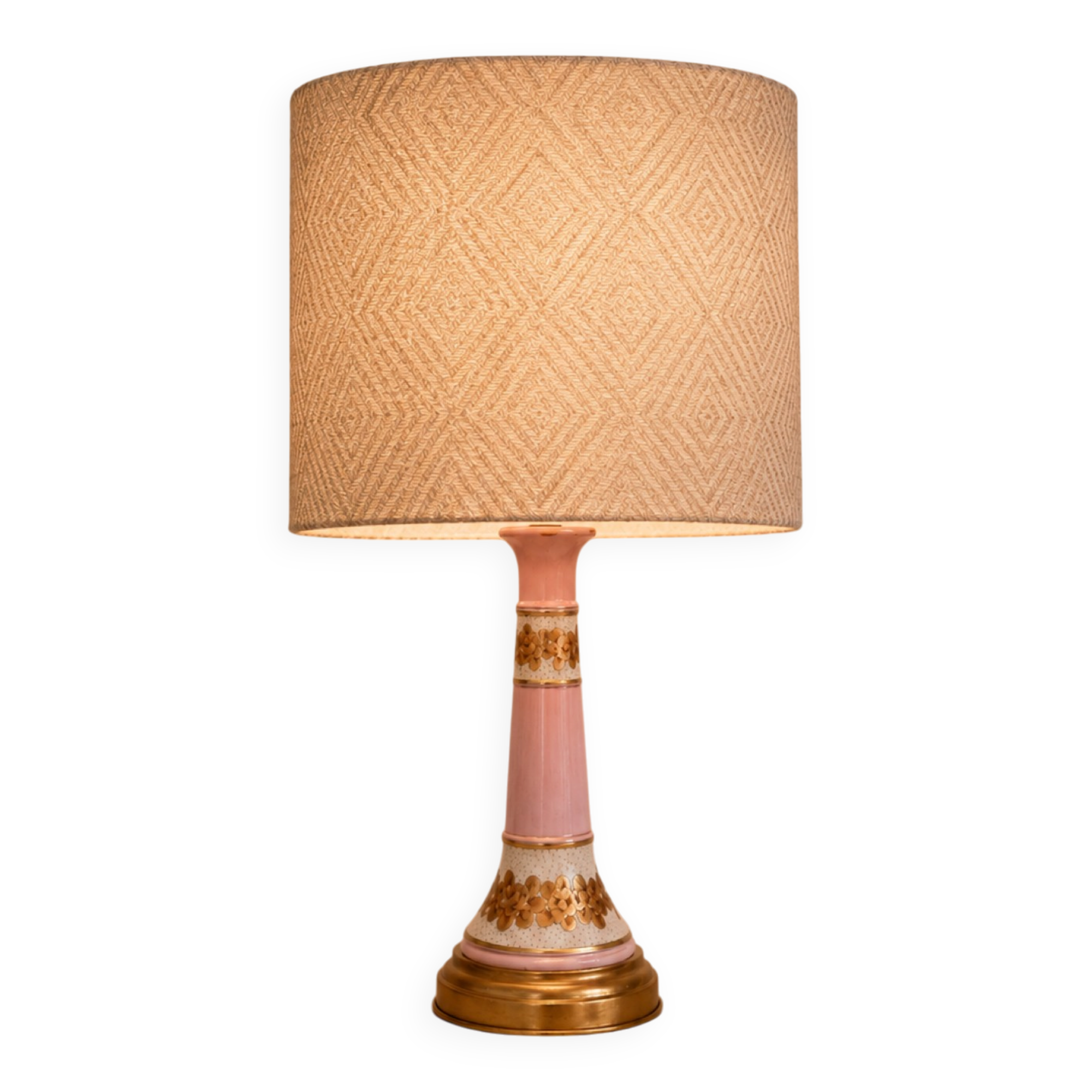 Vintage Pink & Gold Porcelain Table Lamp