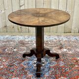 Pedestal table XIXth in walnut and marquetry
