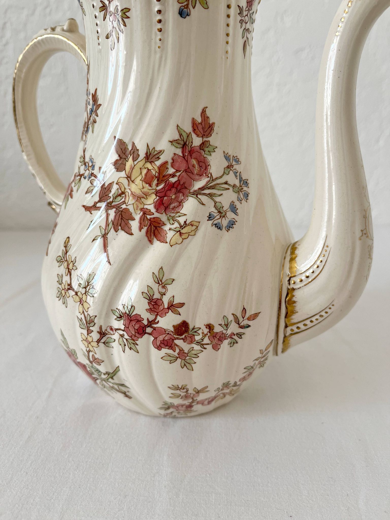 Louis XV style ironstone coffee pot from Sarreguemines