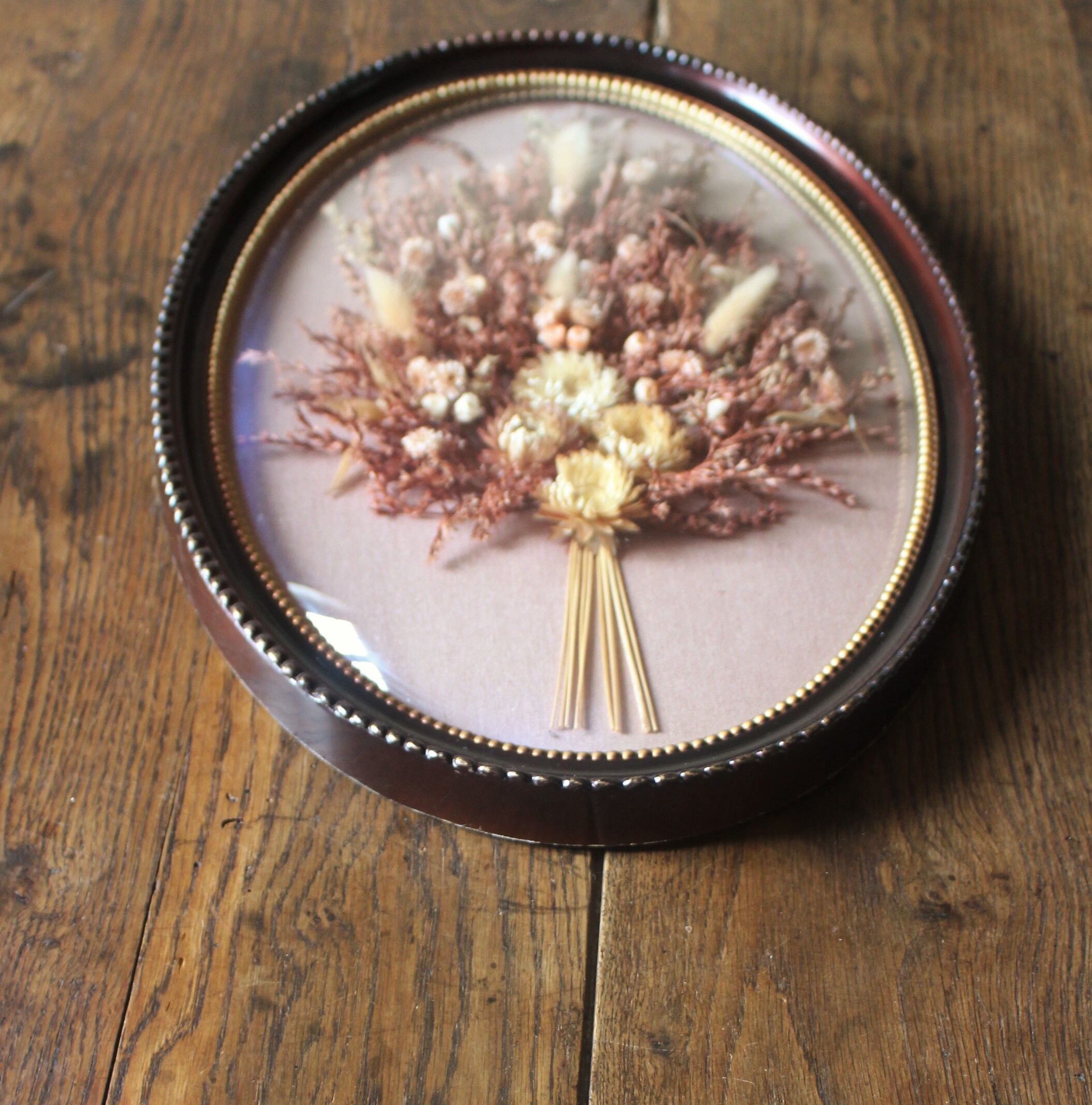 Domed glass frame vintage dried flowers