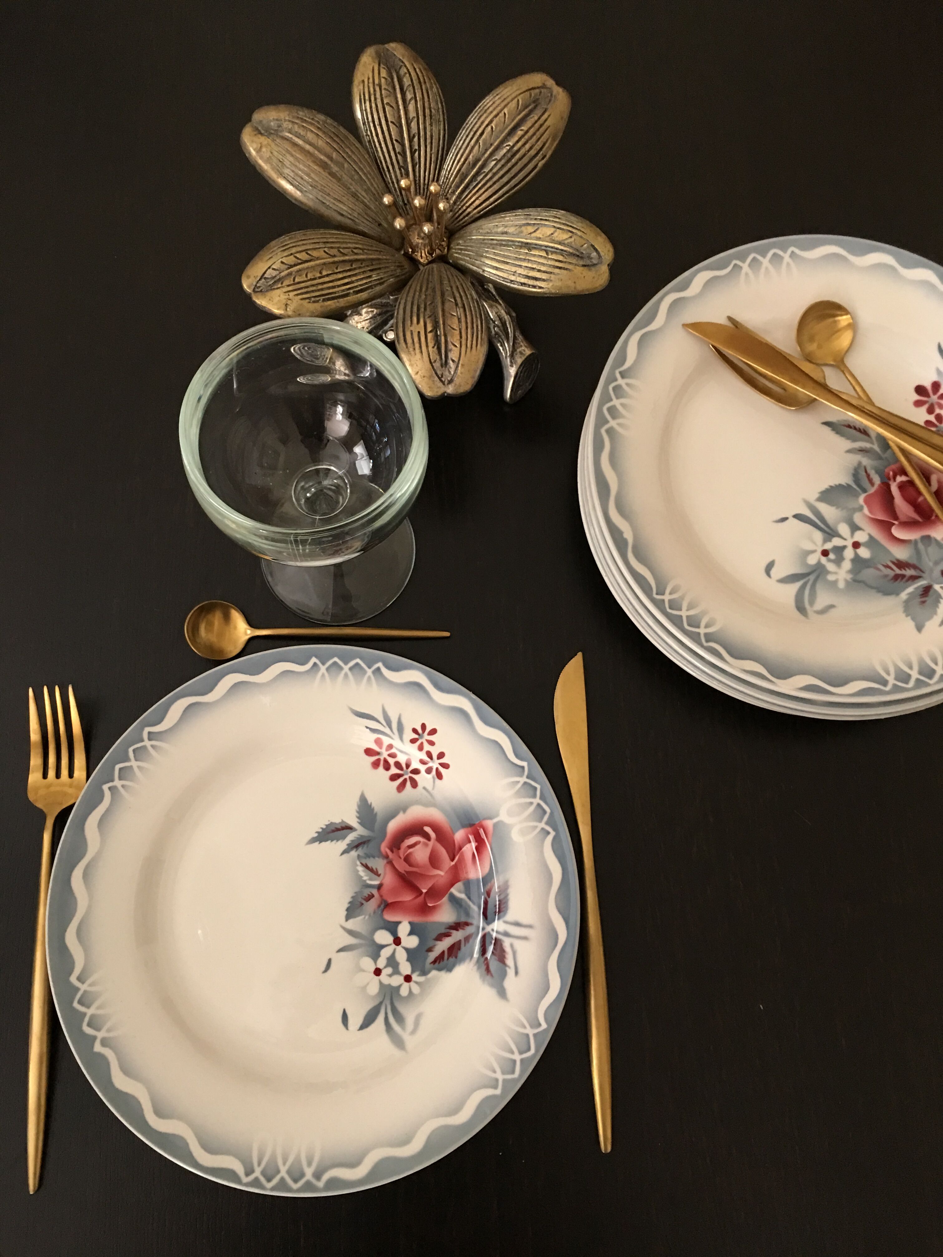 Set de 6 assiettes Digoin Sarreguemines modèle Olga