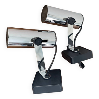 Pair of chrome wall lights/spotlights 80/90