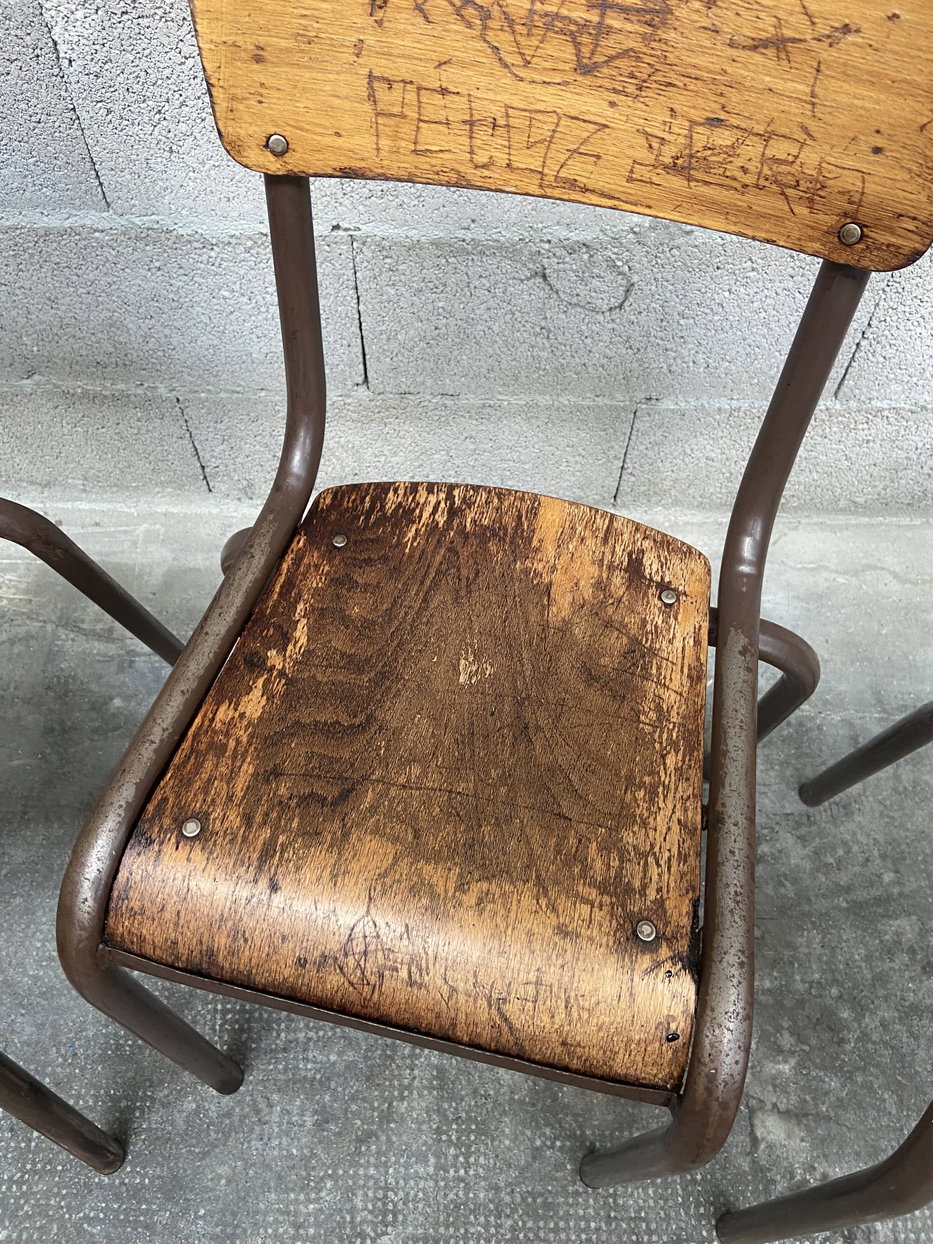 4 vintage school chairs