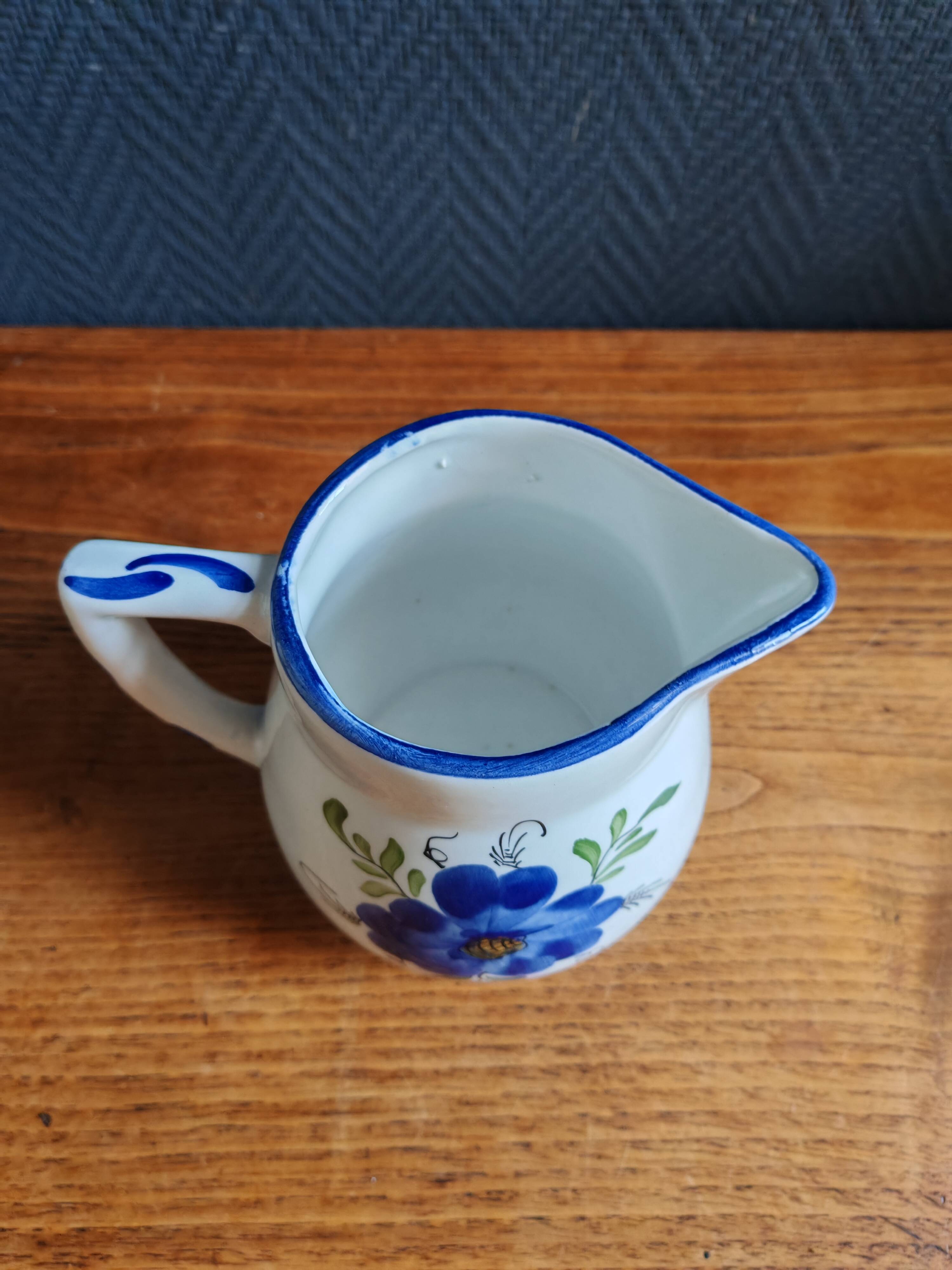 Vintage Ceramic Jug Hand-Painted, Flower Vase