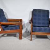 Ensemble de fauteuils design danois, teck, milieu du siècle, design Scandi, années 1970