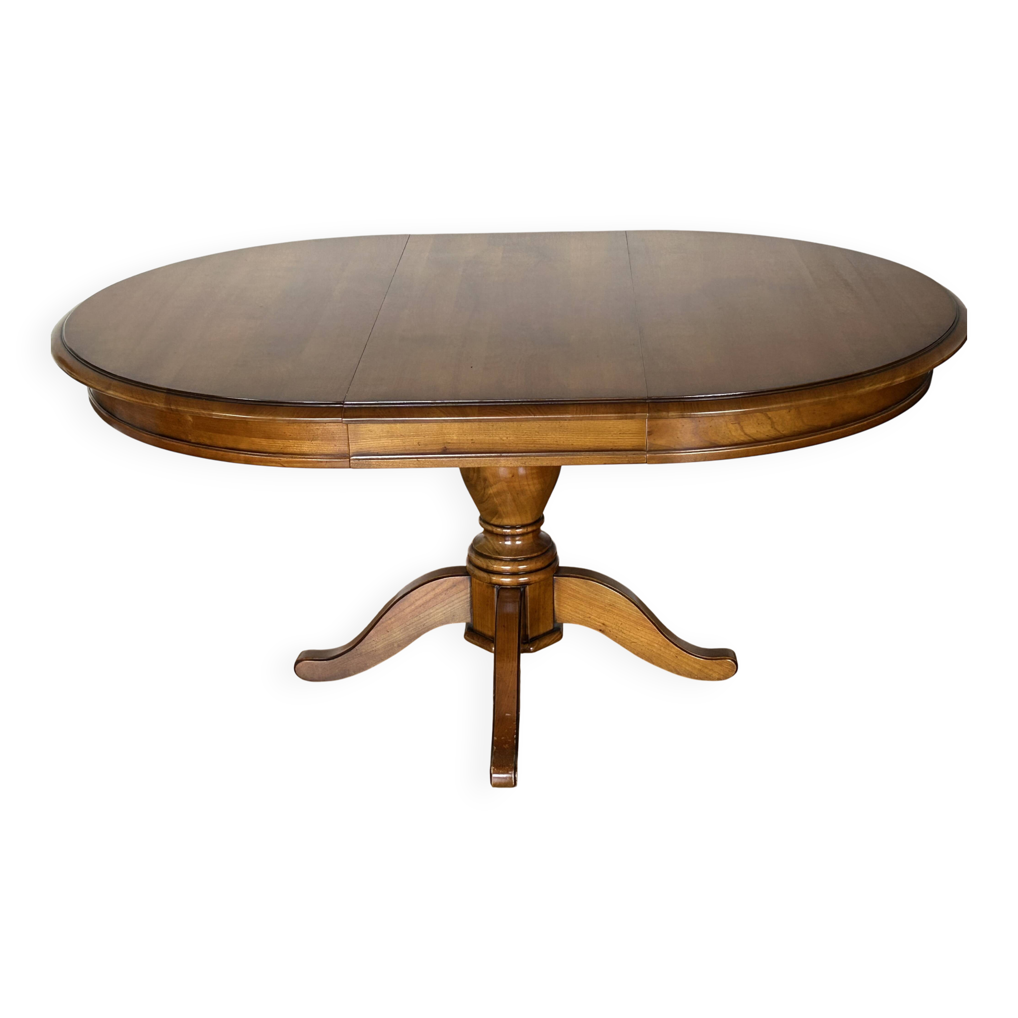 Louis Philippe solid cherry table with 2 extensions.