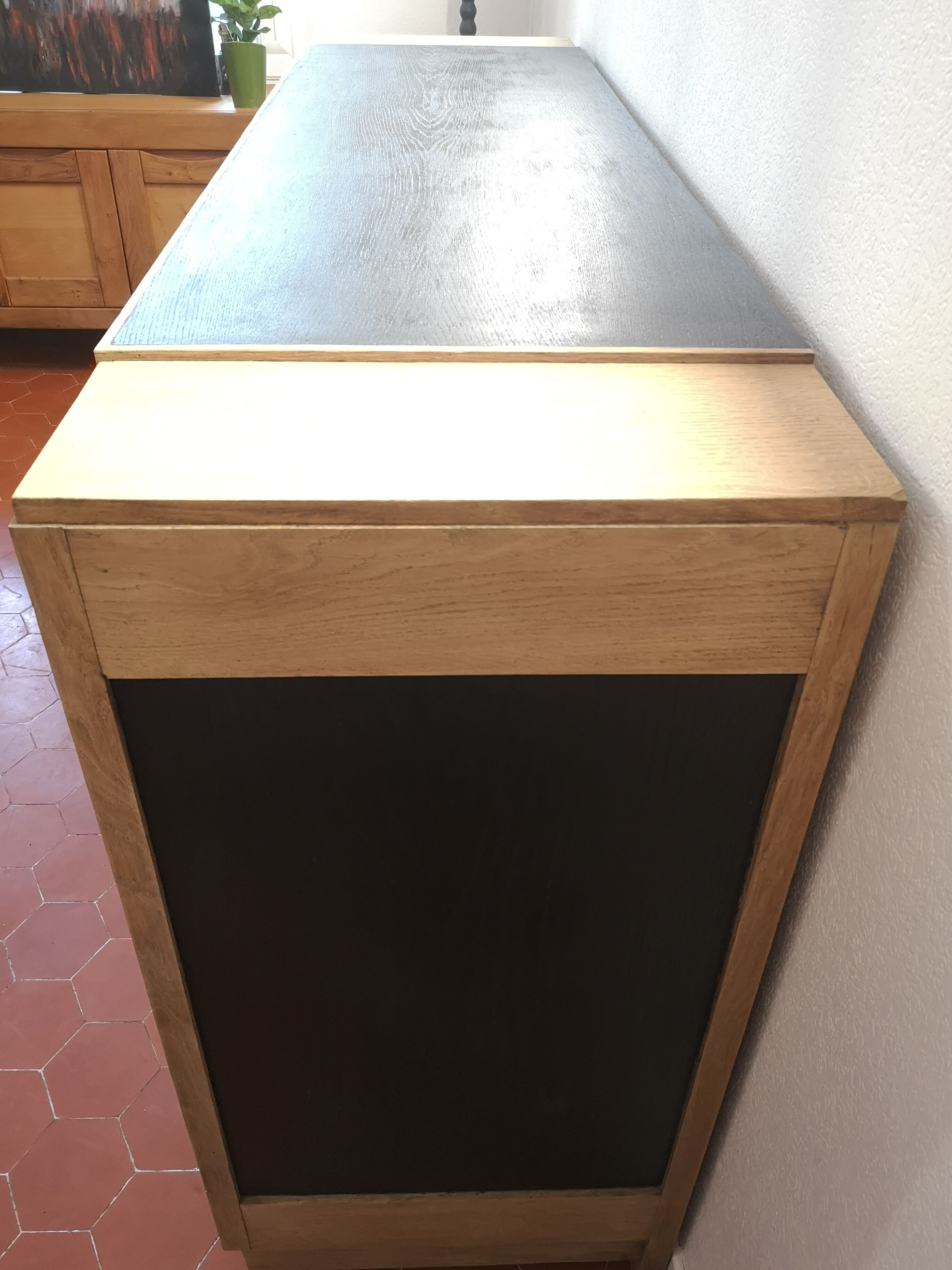 Enfilade 3 doors sandblasted oak and blackened oak year 40