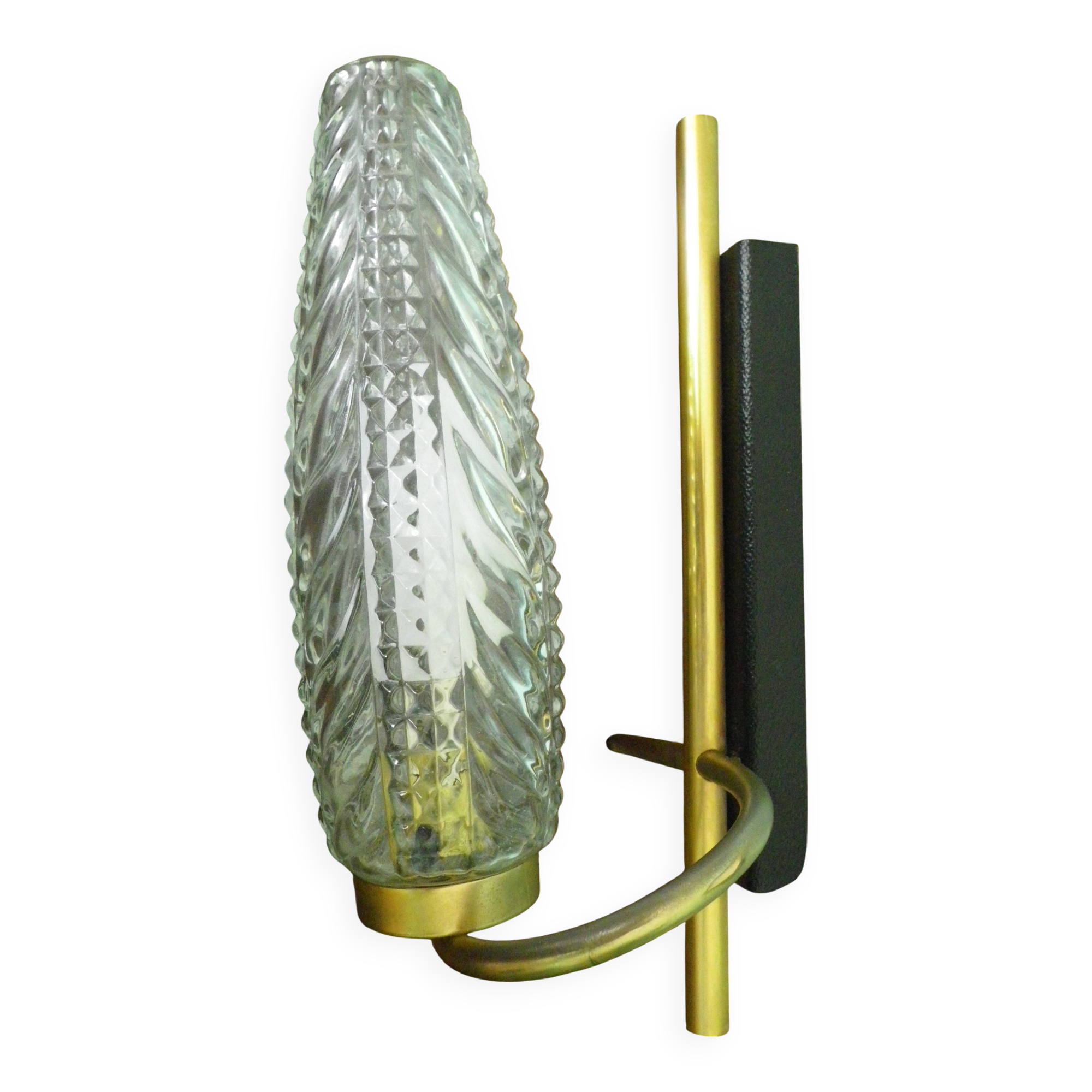 Vintage Glass Moulded Wall Sconces, 1960s, Set of 2