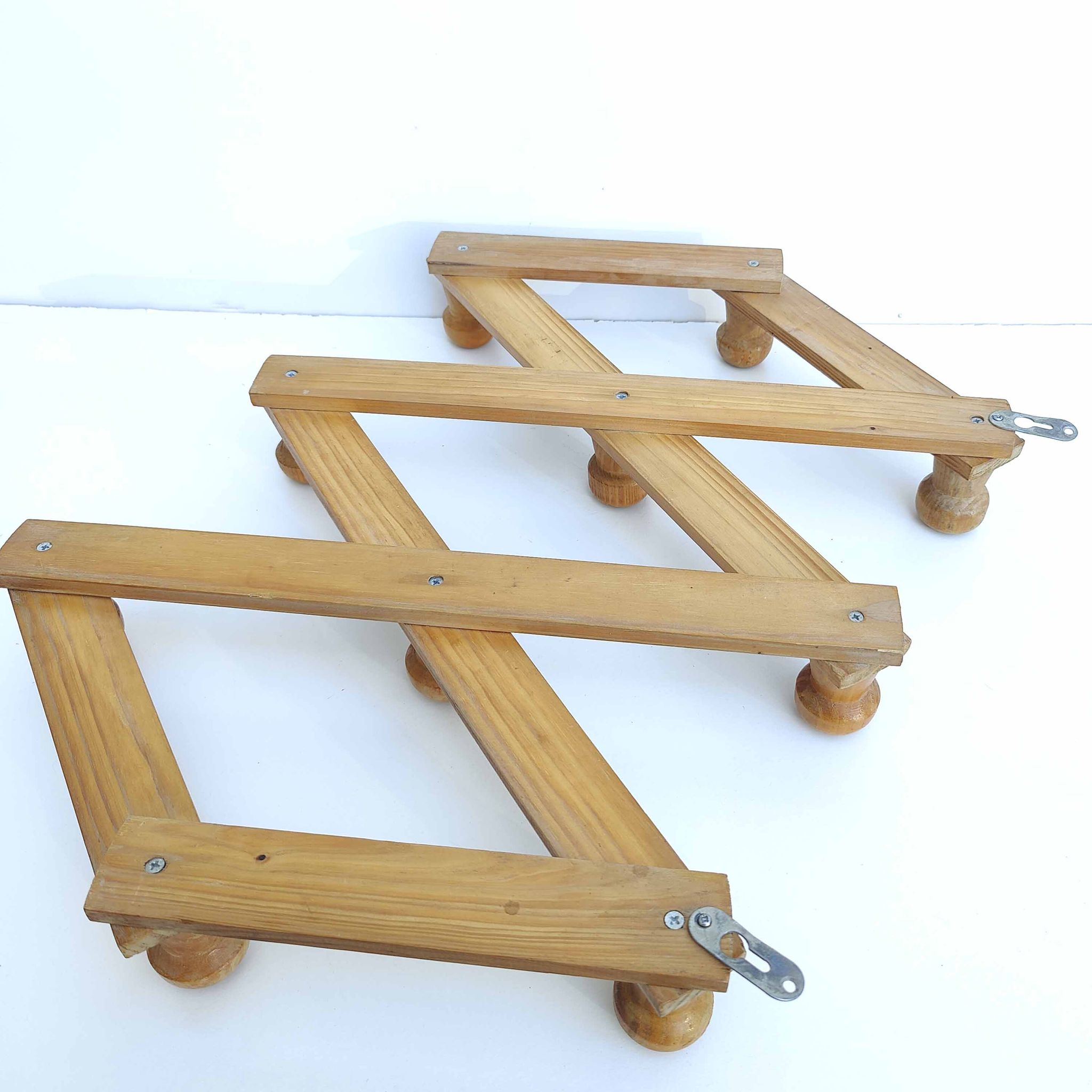 Coat rack accordion vintage light wood 10 hooks