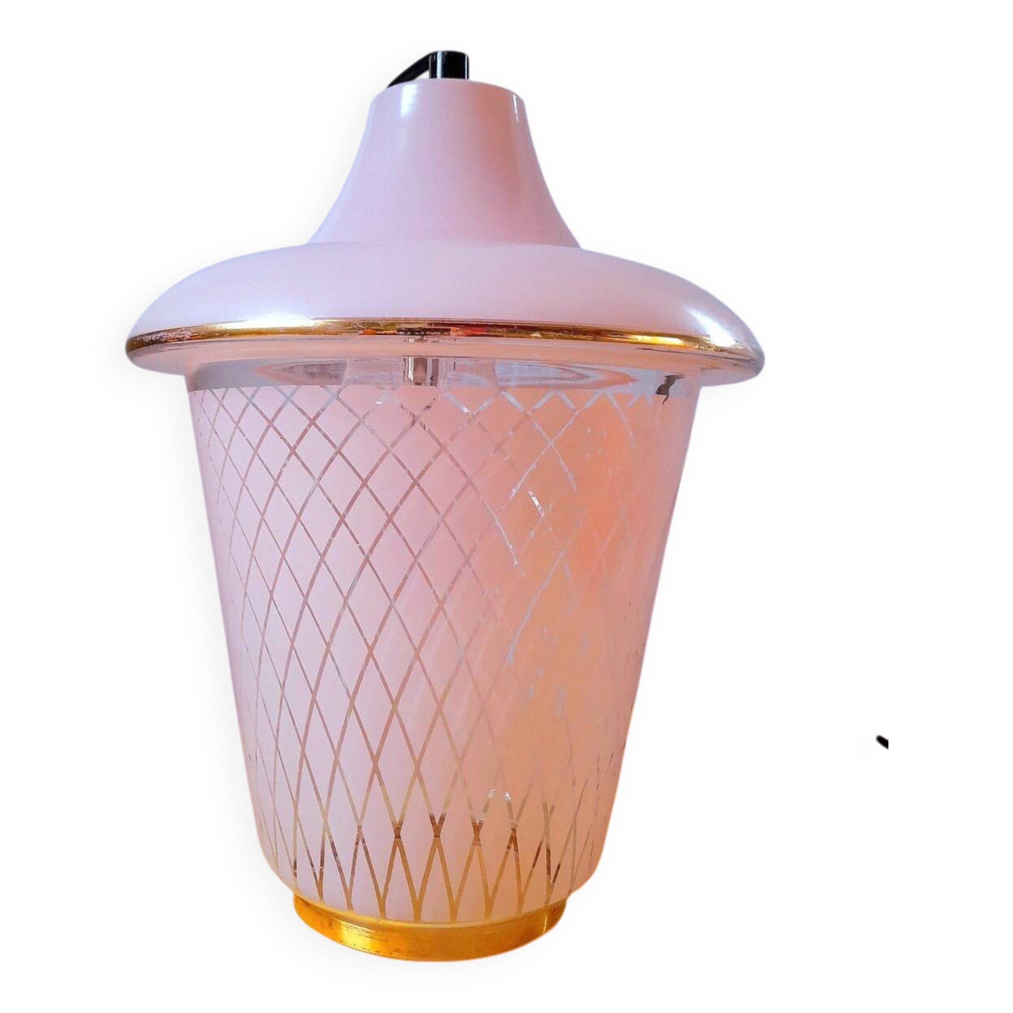 Suspension en verre sérigraphié 1950.