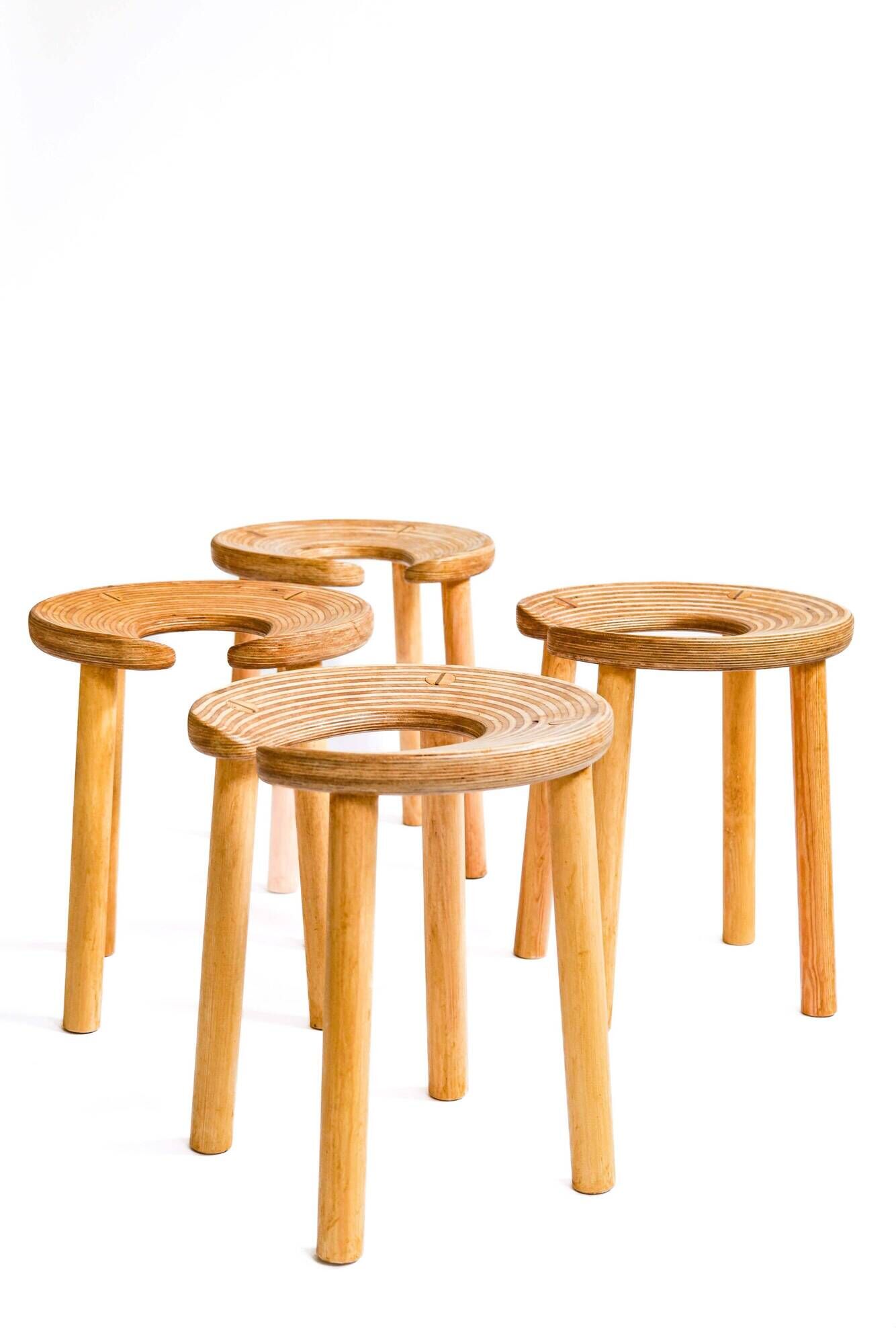 Set of four sauna stools, Antti Nurmesniemi, designed for the Palace Hotel, Helsinki 1952