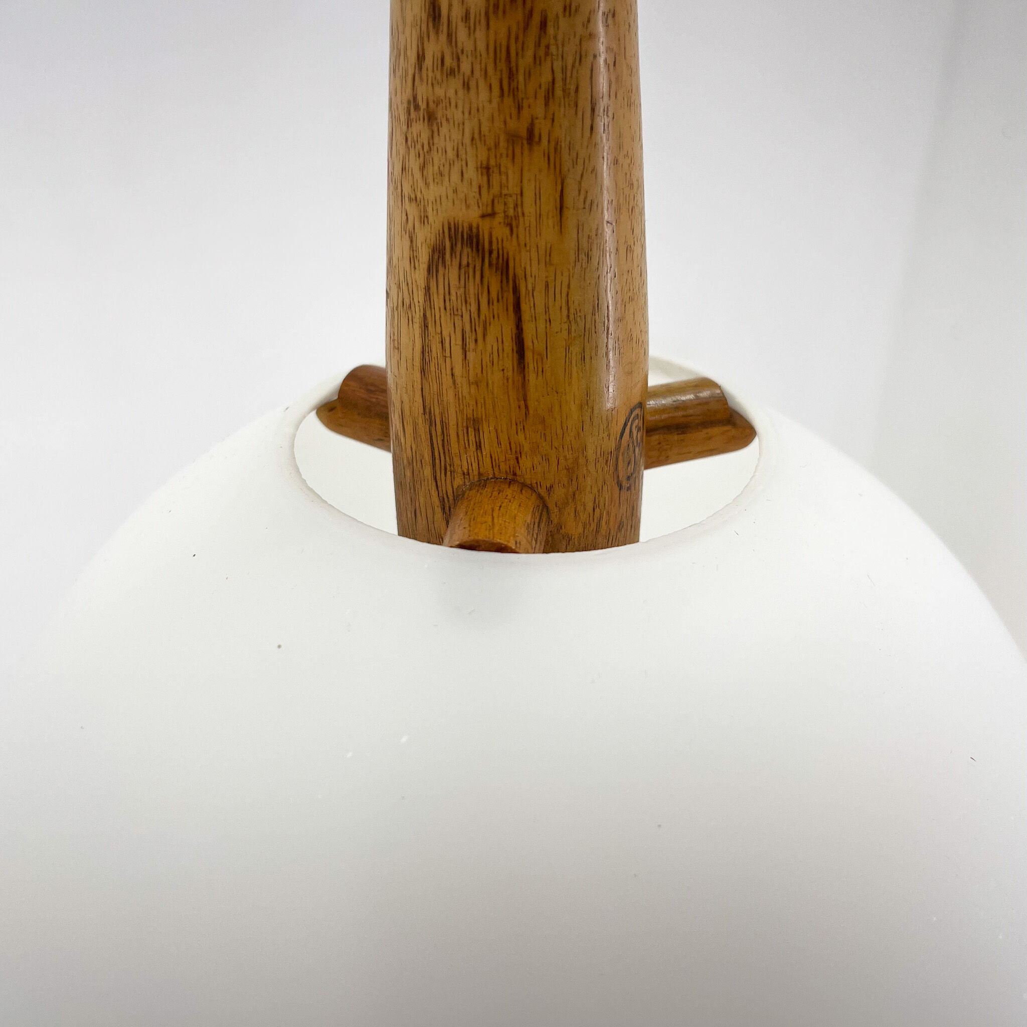 1960s Wood and Glass Pendant Light by ULUV, Czechoslovakia, Marked by Manufacturer