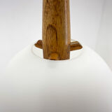 1960s Wood and Glass Pendant Light by ULUV, Czechoslovakia, Marked by Manufacturer