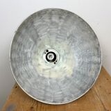 Grey industrial aluminium pendant lamp from polam wilkasy, 1960s