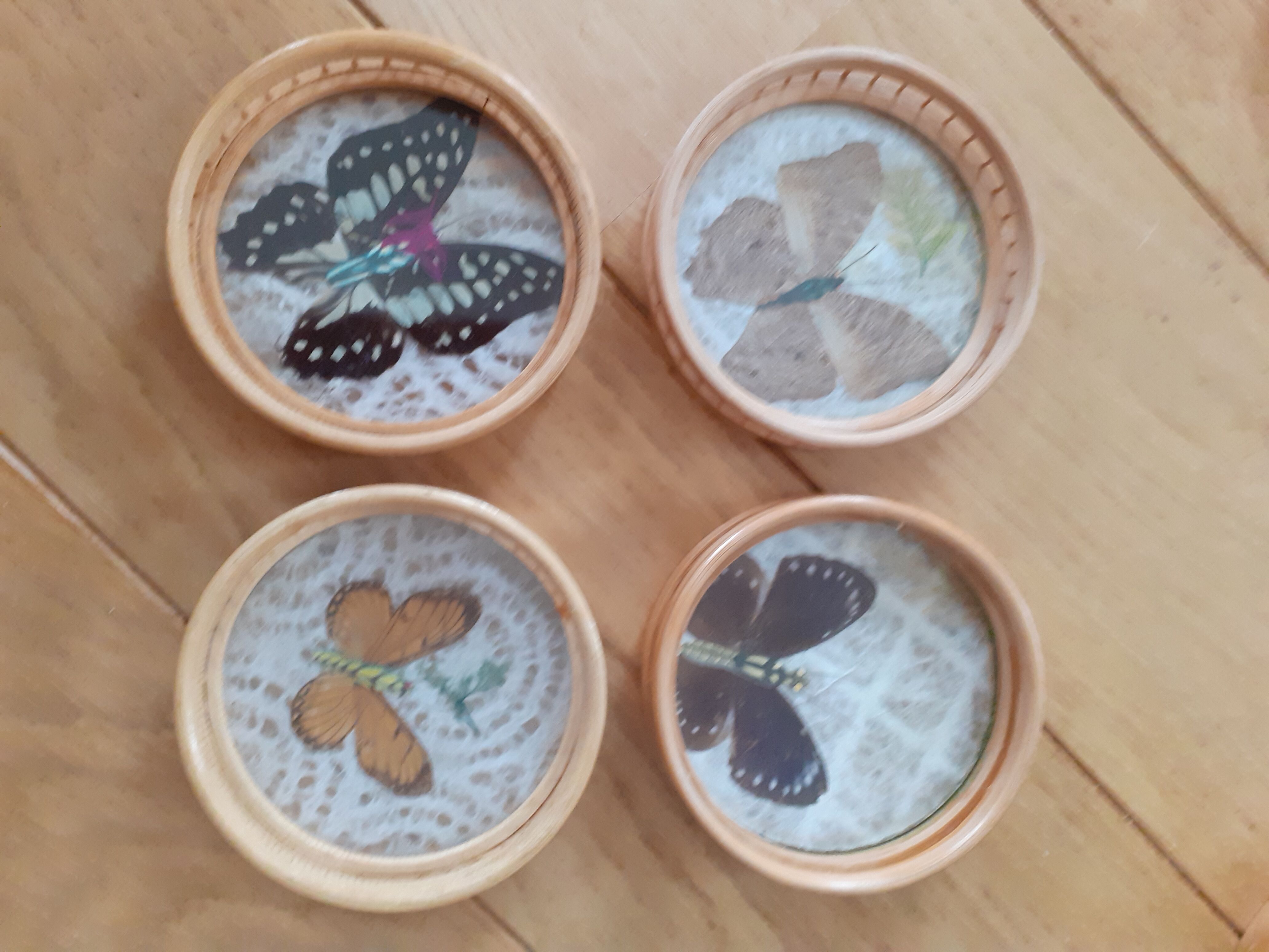 Vintage butterfly top and its 12 coasters