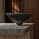 Antonio Lampecco shuttle vase, glazed grey-green ceramic, signed.