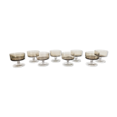 Set of 8 glasses of cavalier Luminarc smoked vintage 70'S champagne