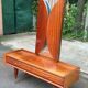 Coiffeuse scandinave en bois des années 50 avec miroir triptyque