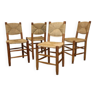 Série de 4 Chaises Charlotte Perriand Modèle "Bauche" Edition BCB