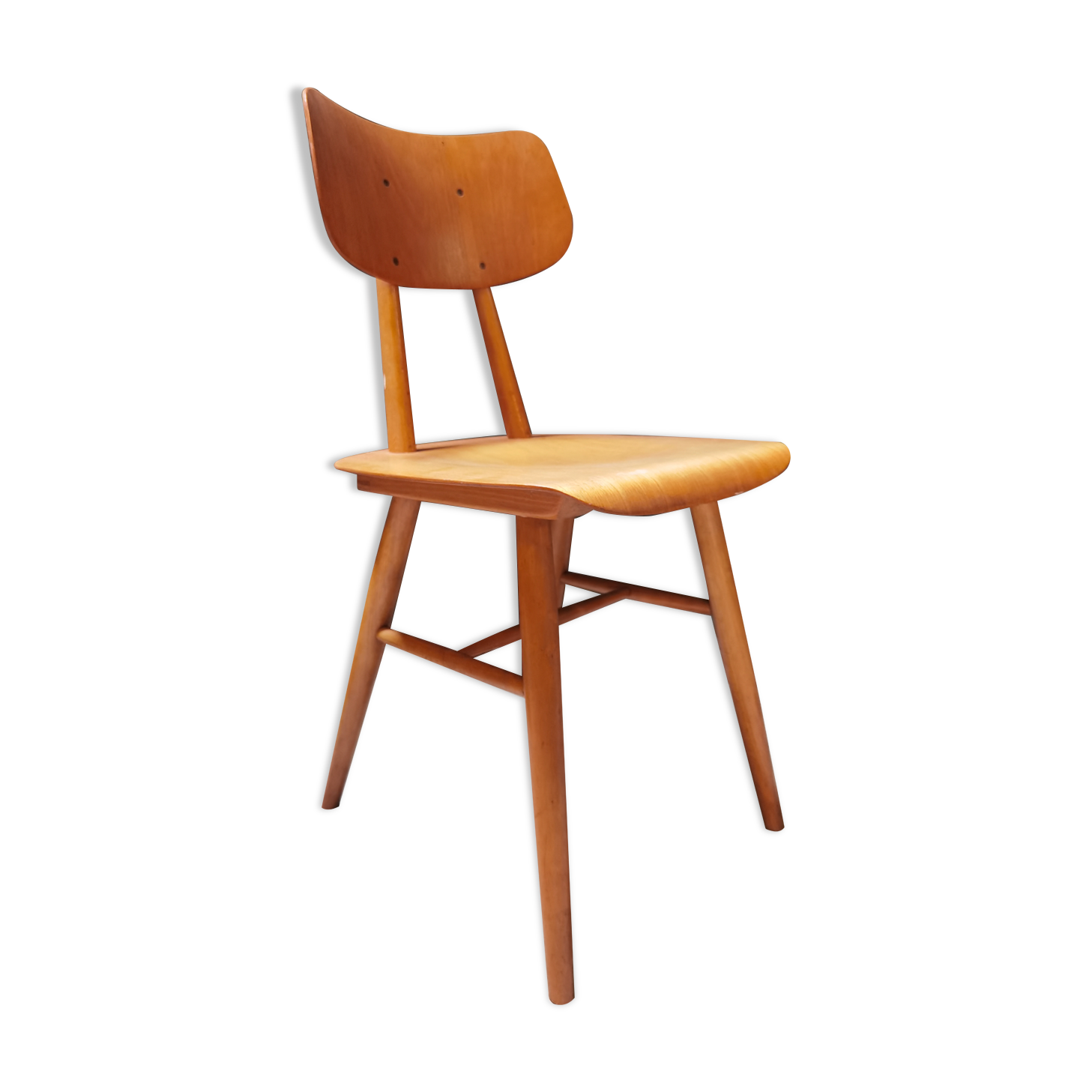 Wooden tower chair published by Ton 1960