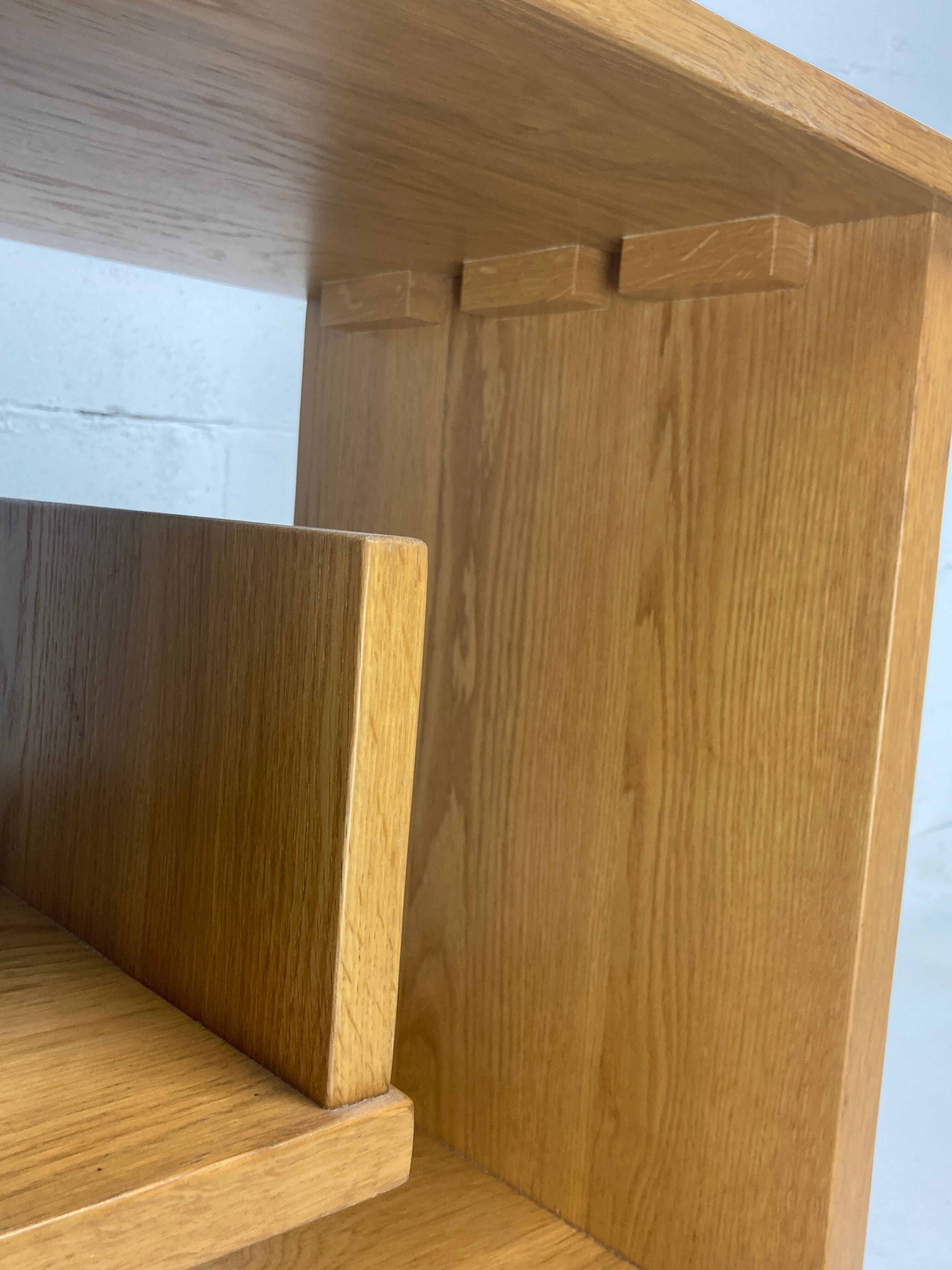 Dutch architectural blonde oak side table, 1980s