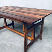Patinated Wood Garden Table, 1970s