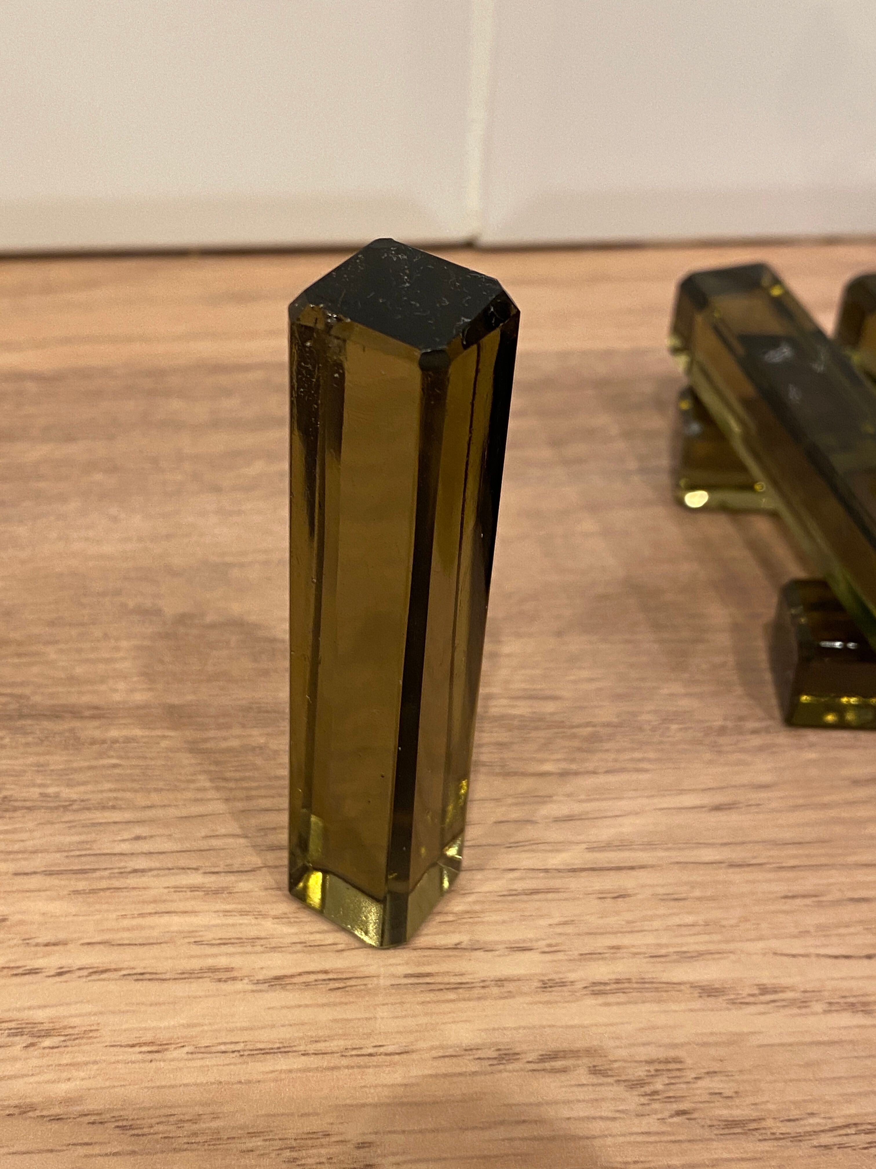 5 porte-couteaux en verre fumé