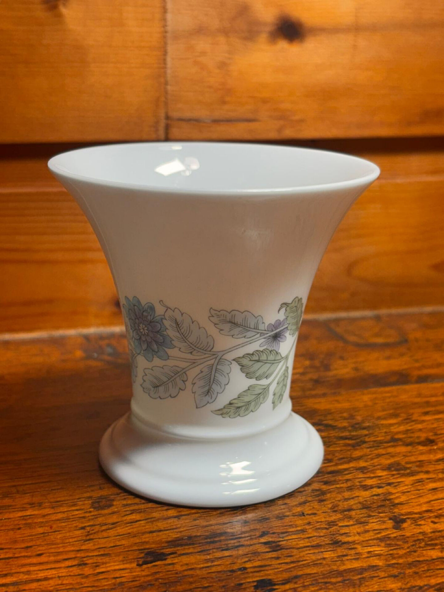 Wedgwood Bone China, small porcelain vase with floral decoration.
