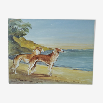 Ancient dog painting and landscape