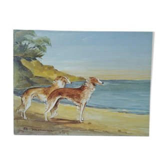 Ancient dog painting and landscape